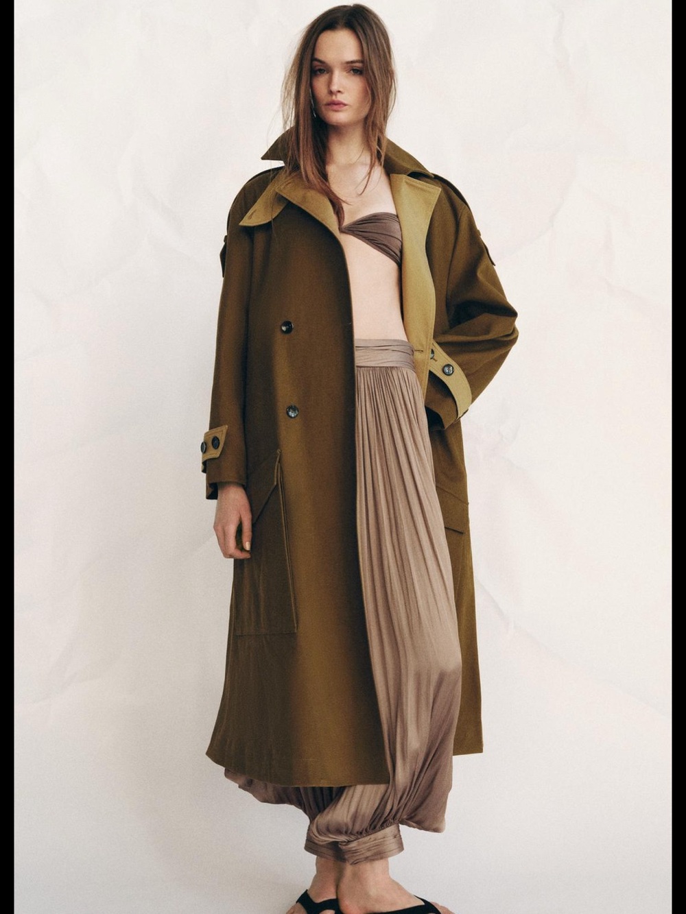 Zara ZW Combined Long Trench Coat - NWT